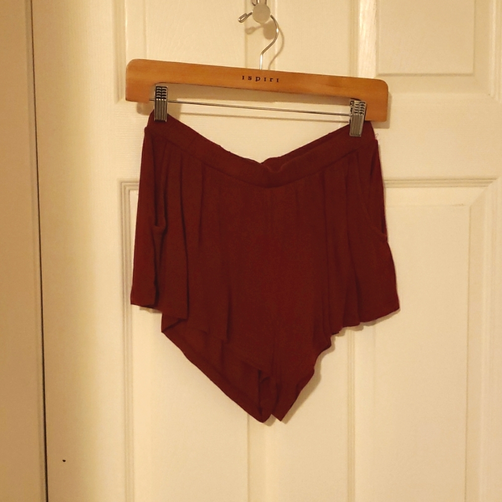 High waisted red shorts